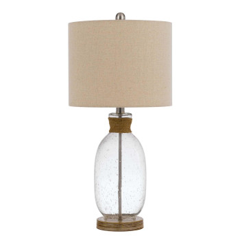 Table Lamp With Bubble Glass Body And Rope Accent Beige