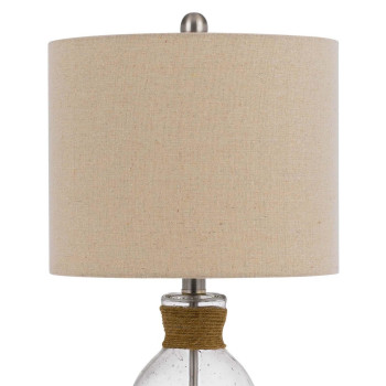 Table Lamp With Bubble Glass Body And Rope Accent Beige