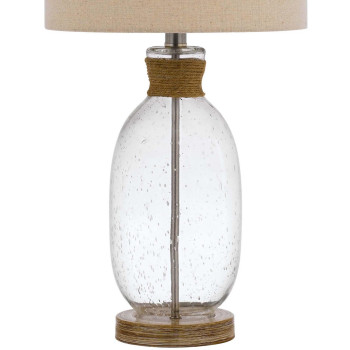 Table Lamp With Bubble Glass Body And Rope Accent Beige