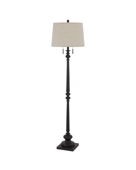 Floor Lamp With Tubular Turned Resin Support And Pull Chain Dark Bronze