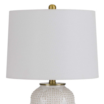 Table Lamp With Dotted Ceramic Body And Round Base White