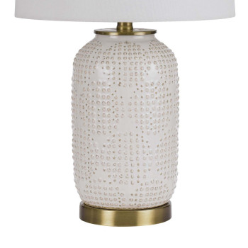 Table Lamp With Dotted Ceramic Body And Round Base White