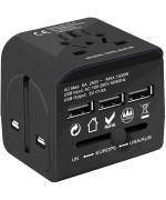 Charger Universal Adapter Multi Outlet Port 3 Usb Phone Power All In One Multi Cable Multiple Phone Charge Wall Plug Black 5 C