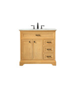 36 Inch Single Bathroom Vanity In Natural Wood