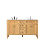 60 Inch Double Bathroom Vanity In Natural Wood