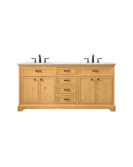 72 Inch Double Bathroom Vanity In Natural Wood