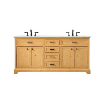 72 Inch Double Bathroom Vanity In Natural Wood