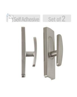 Wall Hooks Self Adhesive Set Of 2 Satin Nickel