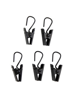 24 Clips With Hooks Black