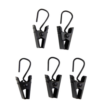 24 Clips With Hooks Black