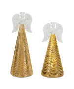 Led Textured Glass Angel Decor Set Of 2