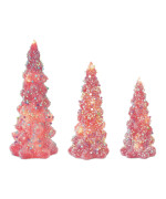 Led Tree With Rainbow Pearl Ornaments Set Of 3