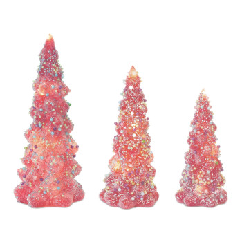 Led Tree With Rainbow Pearl Ornaments Set Of 3