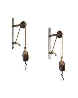 Pulley Mounted Bracket Candle Holder Set Of 2