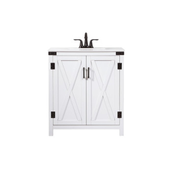 30 Inch Single Bathroom Vanity In White