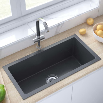 Vidaxl Handmade Kitchen Sink Black Stainless Steel