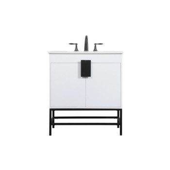 30 Inch Single Bathroom Vanity In White