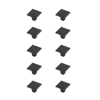 Wilow 1 Matte Black Square Knob Multipack Set Of 10