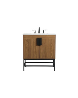 30 Inch Single Bathroom Vanity In Walnut Brown