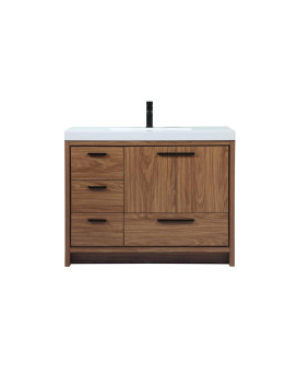 42 Inch Single Bathroom Vanity In Walnut Brown