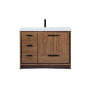 42 Inch Single Bathroom Vanity In Walnut Brown