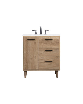 30 Inch Single Bathroom Vanity In Natural Oak