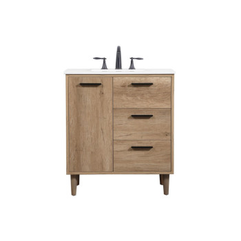 30 Inch Single Bathroom Vanity In Natural Oak