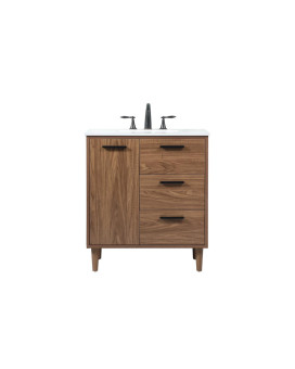 30 Inch Single Bathroom Vanity In Walnut Brown