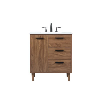 30 Inch Single Bathroom Vanity In Walnut Brown