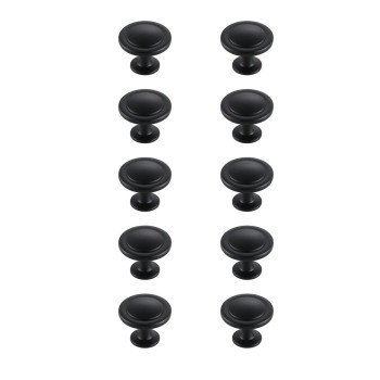 Logyn 13 Diameter Matte Black Mushroom Knob Multipack Set Of 10