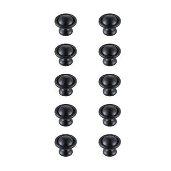 Kadea 12 Diameter Matte Black Mushroom Knob Multipack Set Of 10