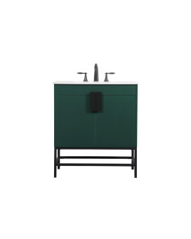 30 Inch Single Bathroom Vanity In Green