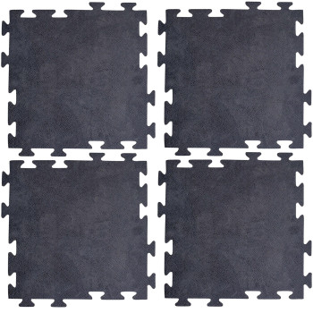 Amerihome Smooth Interlocking Square Rubber Tile Mats 4 Pack