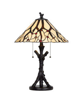 60W X 2 Metalresin Tiffany Table Lamp With Pull Chain Switches