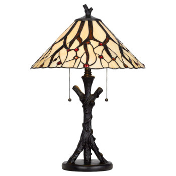 60W X 2 Metalresin Tiffany Table Lamp With Pull Chain Switches