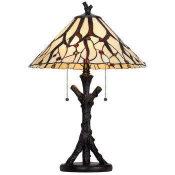 60W X 2 Metalresin Tiffany Table Lamp With Pull Chain Switches