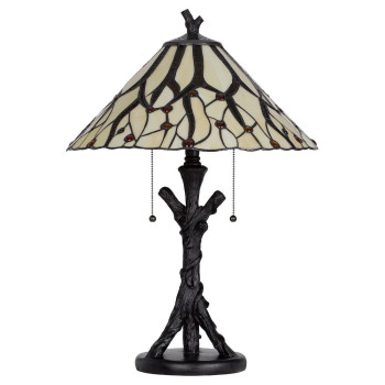 60W X 2 Metalresin Tiffany Table Lamp With Pull Chain Switches