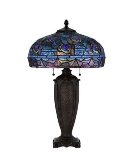 60W X 2 Metalresin Tiffany Table Lamp With Pull Chain Switches