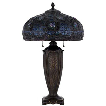 60W X 2 Metalresin Tiffany Table Lamp With Pull Chain Switches