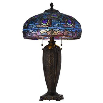 60W X 2 Metalresin Tiffany Table Lamp With Pull Chain Switches