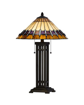 60W X 2 Metalresin Tiffany Table Lamp With Pull Chain Switches