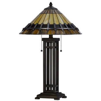 60W X 2 Metalresin Tiffany Table Lamp With Pull Chain Switches