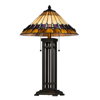 60W X 2 Metalresin Tiffany Table Lamp With Pull Chain Switches