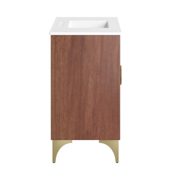 Modway Daylight Bathroom Vanity Cabinet With Ceramic Sink Basin 36 Inch White Walnut