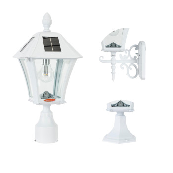 Baytown Bulb Solar Lamp Wallpier3 Fitter Mounts White