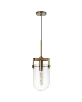 Stovall 60W Metalglassbirch Wood Pendant Light