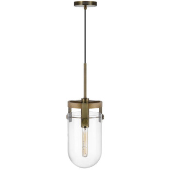 Stovall 60W Metalglassbirch Wood Pendant Light