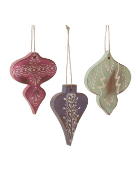 Wood Finial Ornament Set Of 6