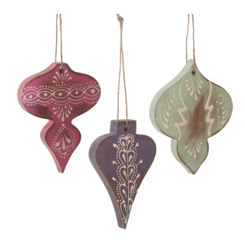 Wood Finial Ornament Set Of 6