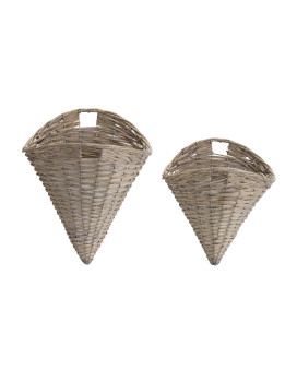 Grey Woven Willow Wall Basket Set Of 2